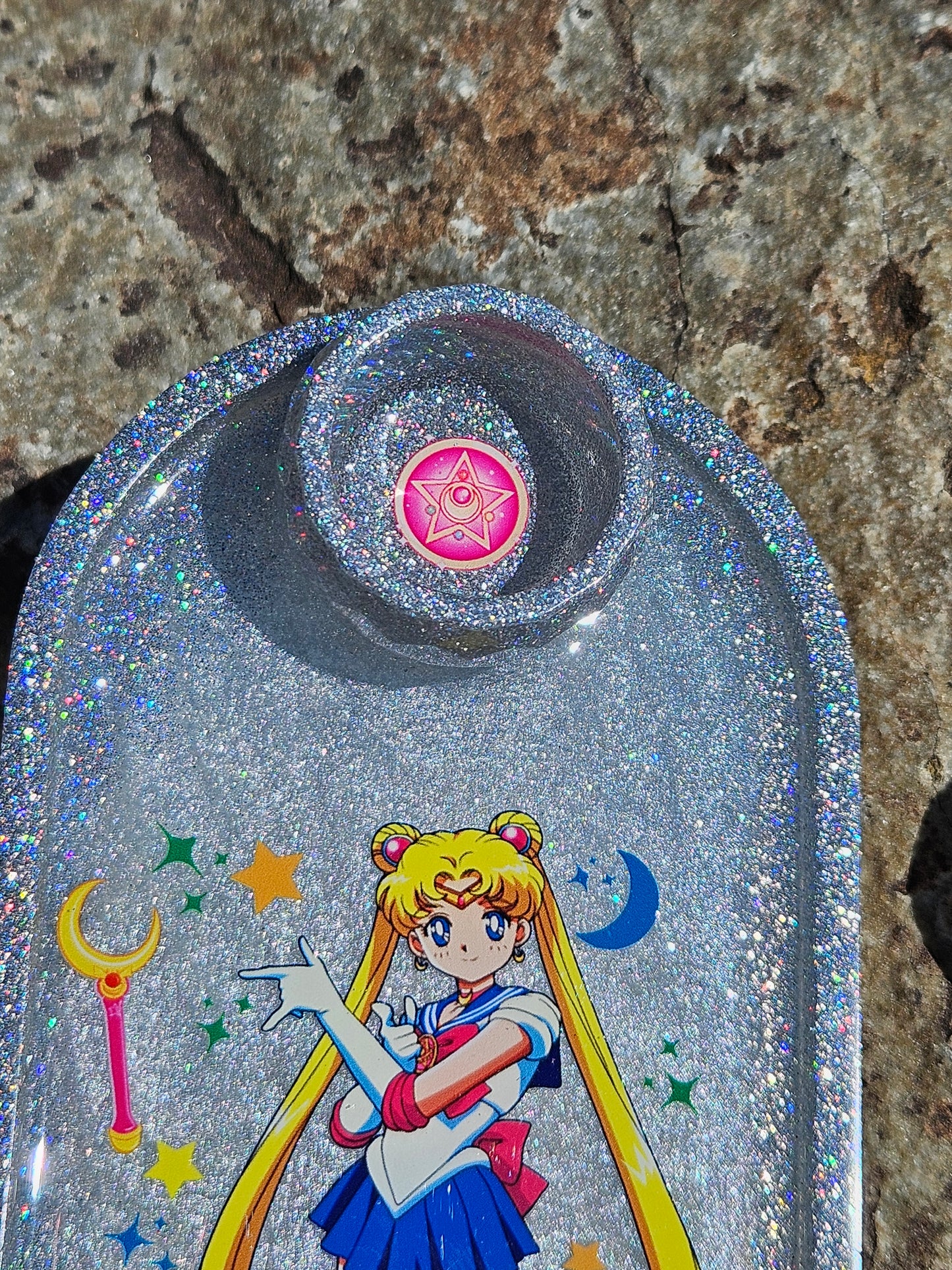 Magical Girl Moon Jewelry Tray - Handmade - Silver Holographic
