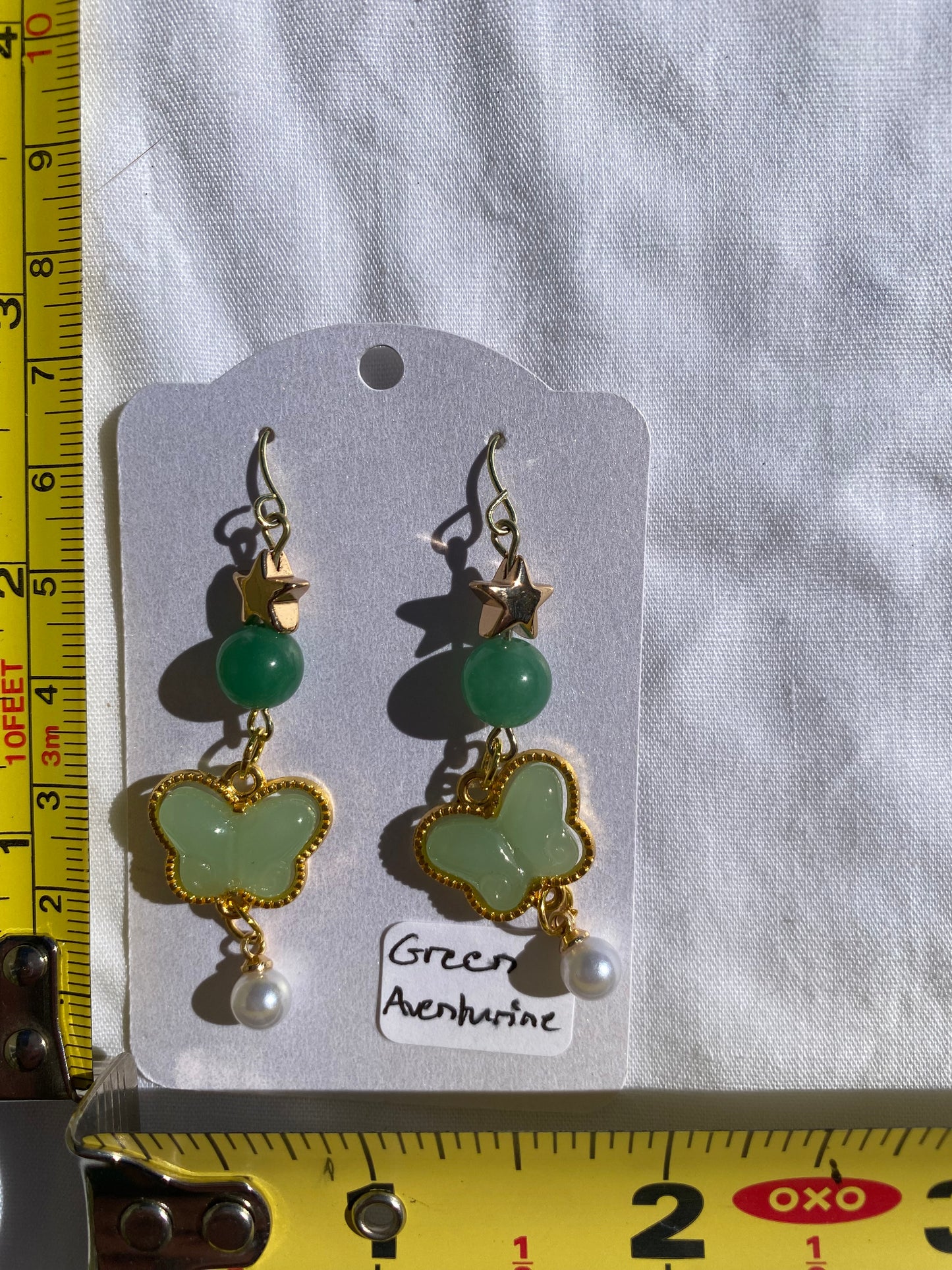 Beaded and Butterfly Drop Earrings