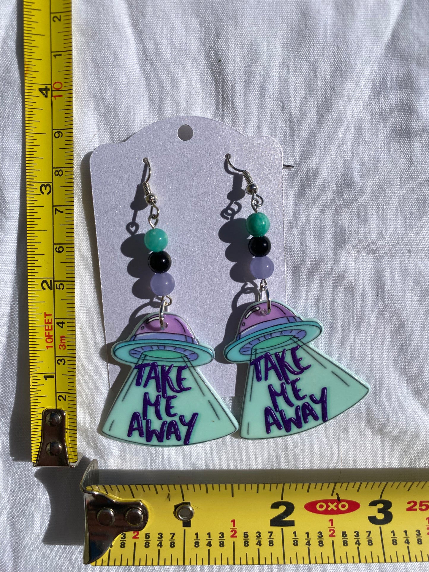UFO "Take Me Away" Handmade Beaded Drop Earrings