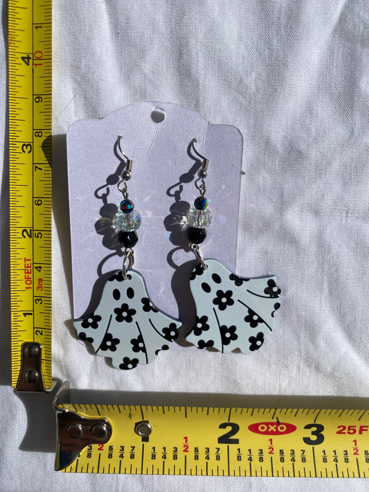 Flower Ghost Handmade Beaded Drop Earrings