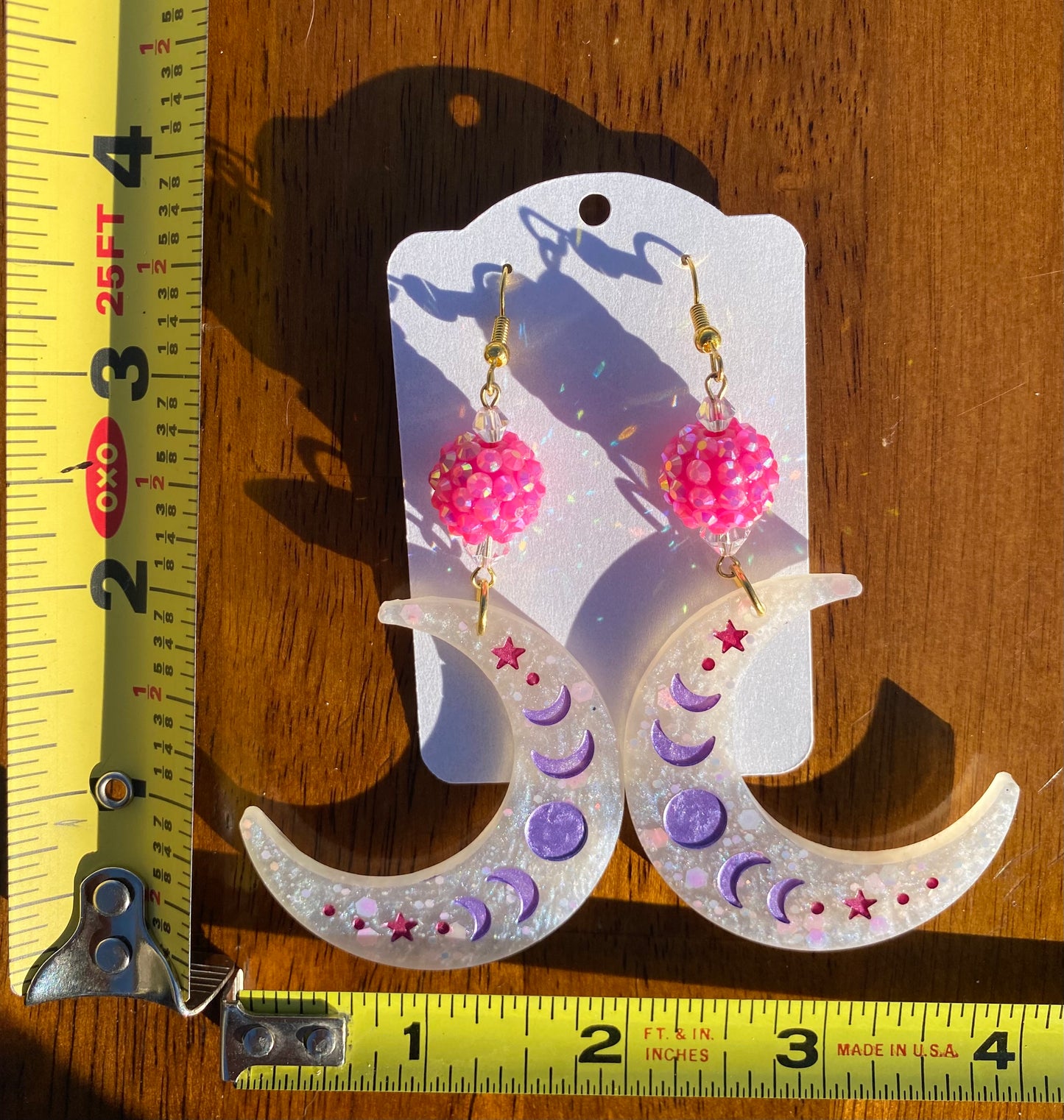 Moon Phase Earrings - Pink & Purple