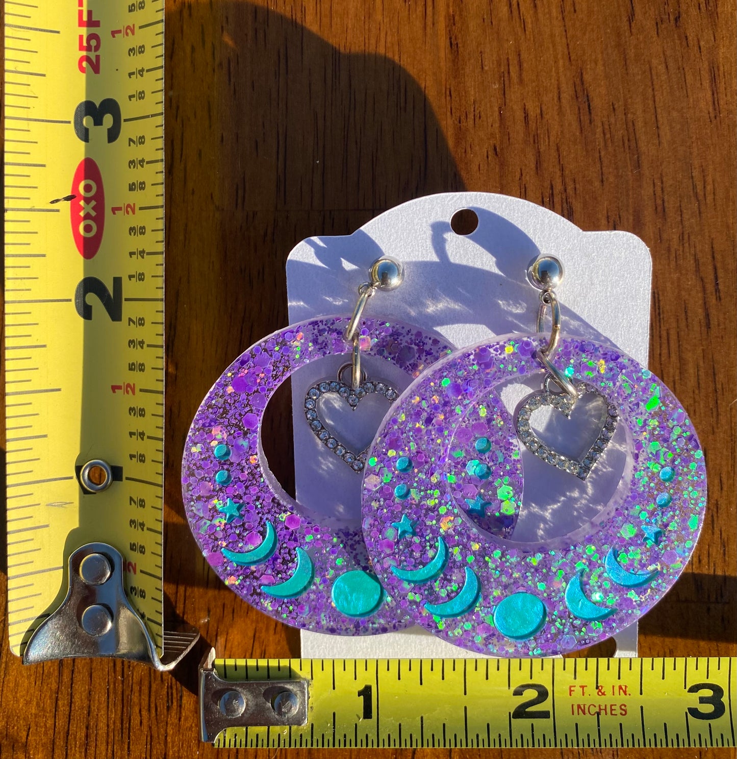 Moon Phase Earrings - Purple & Teal