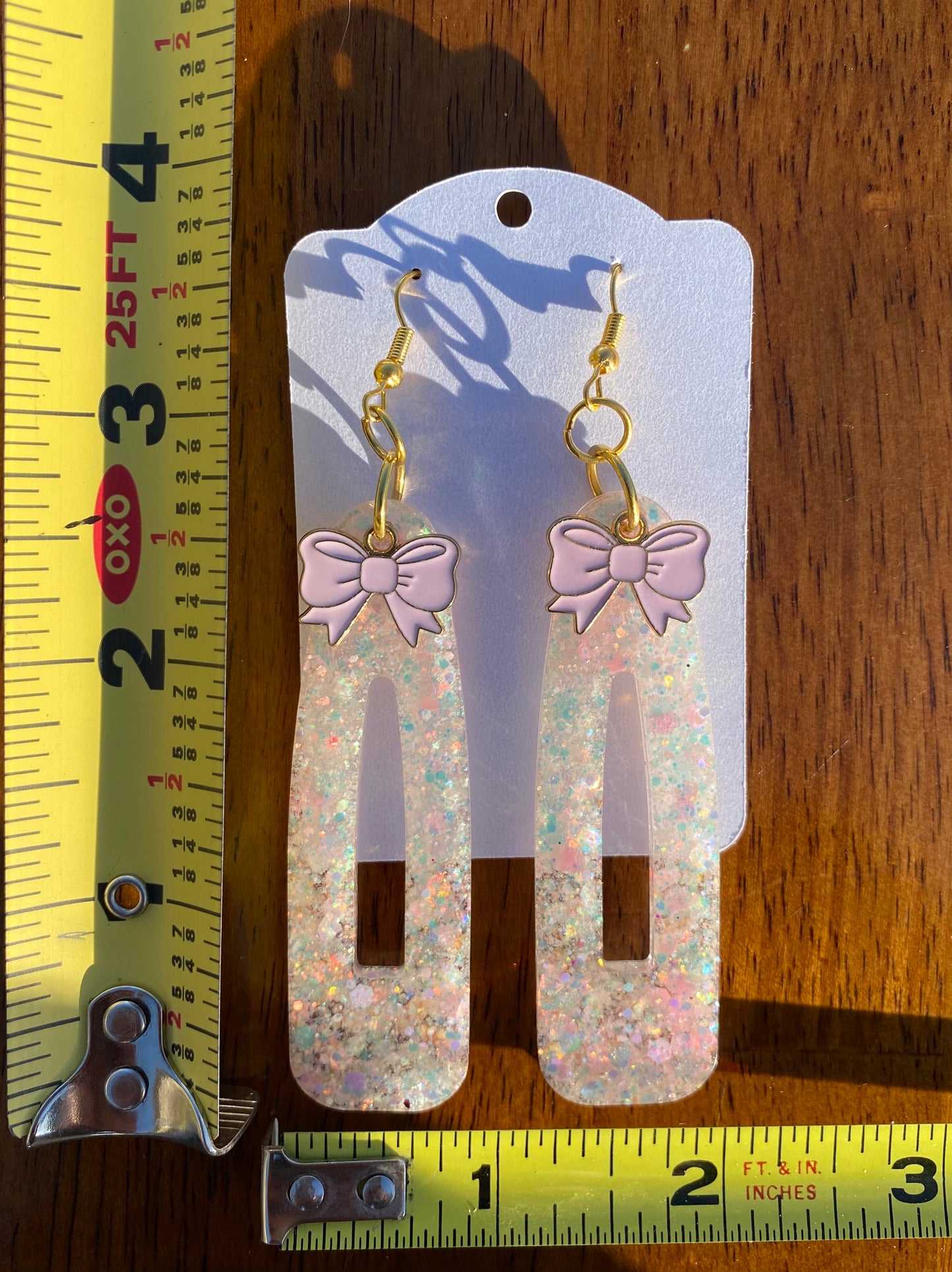 Glittery Dangle Earrings with Bows or Daisy Charms