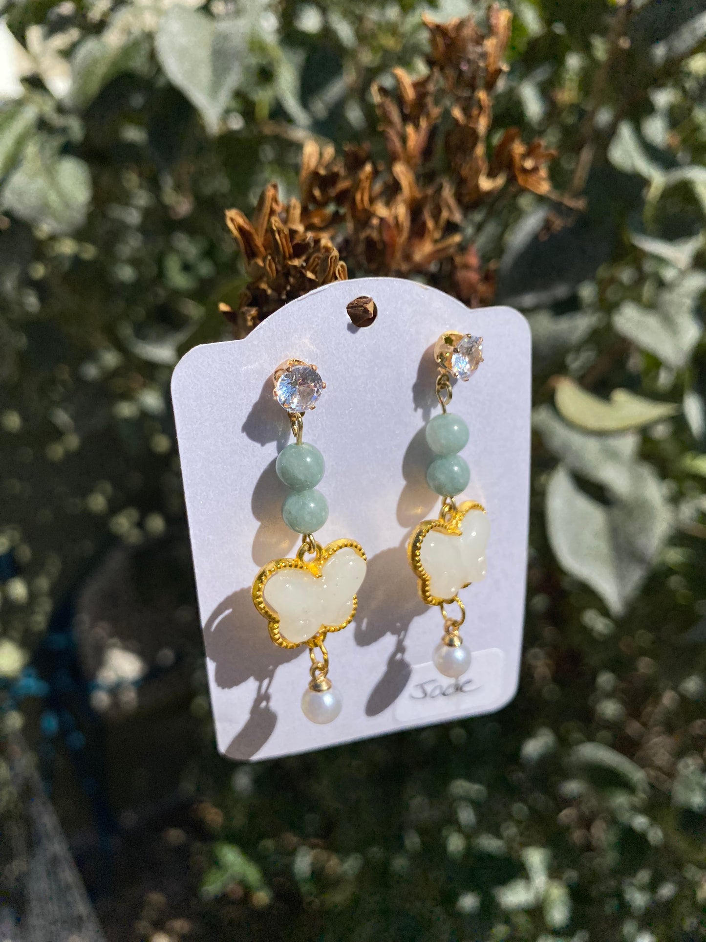 Beaded and Butterfly Drop Earrings
