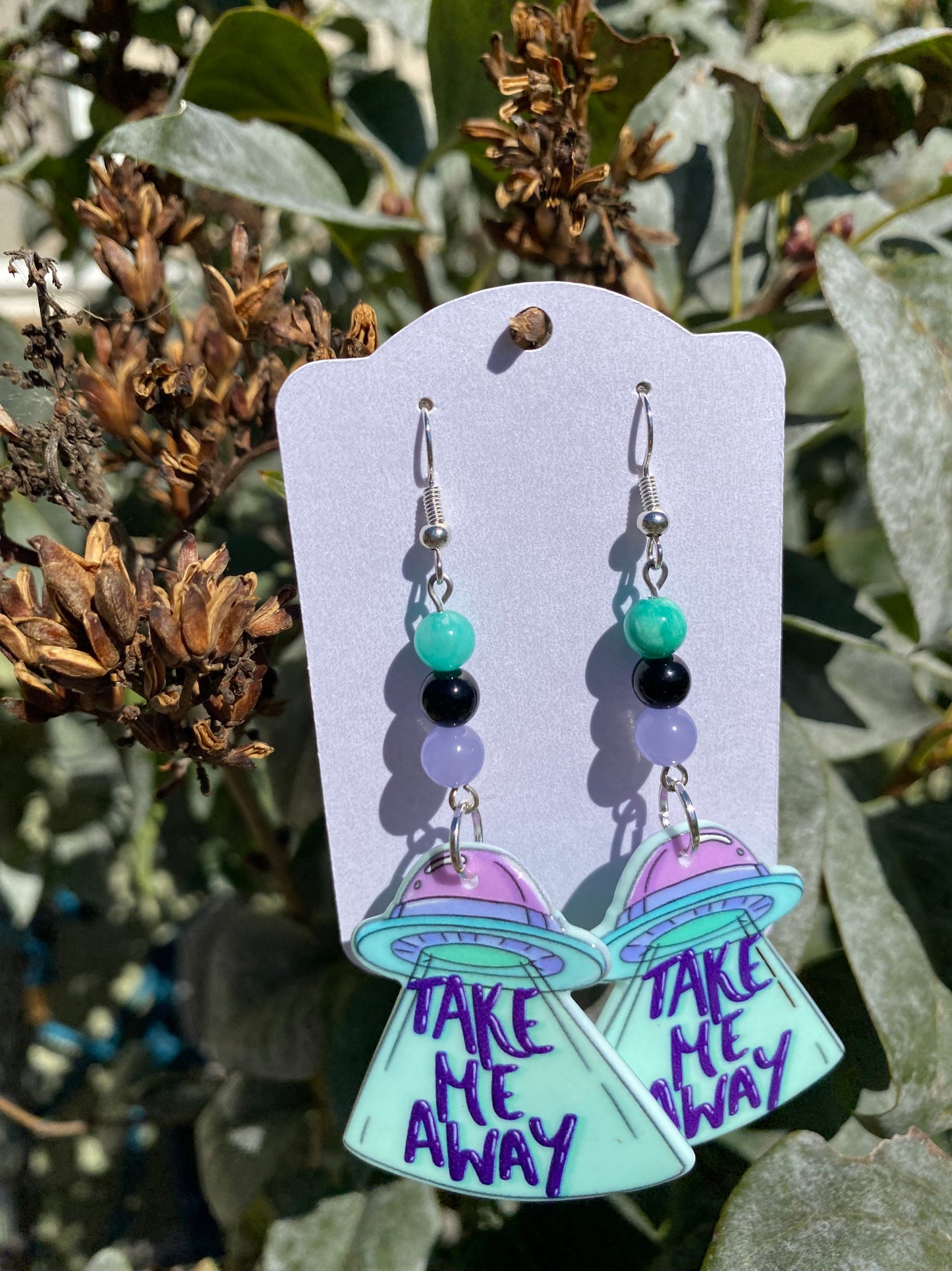 UFO "Take Me Away" Handmade Beaded Drop Earrings