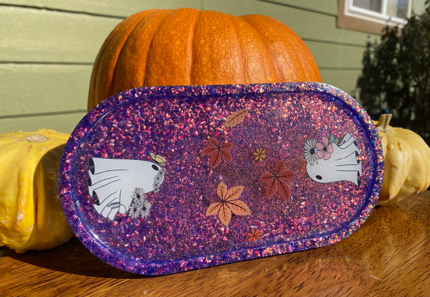 Purple Ghost and Leaves Tray