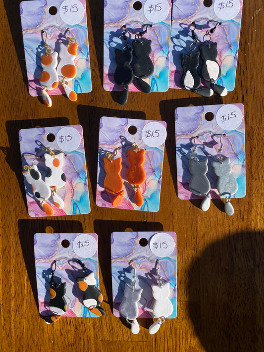 Dangling Cat Earrings (Multiple Colors!)