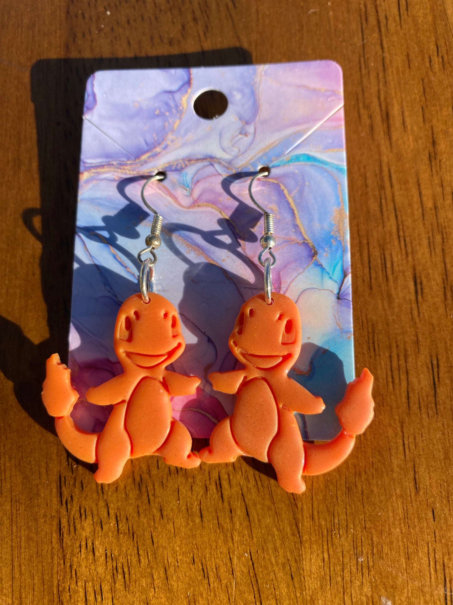 Polymer Clay Fire Lizard Earrings