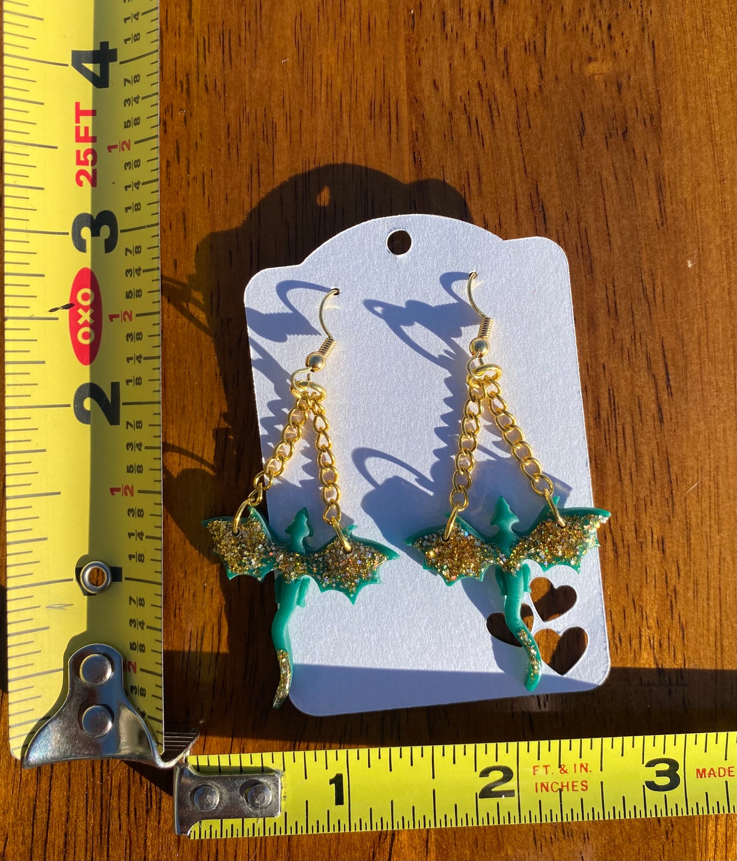 Green & Gold Dragon Earrings