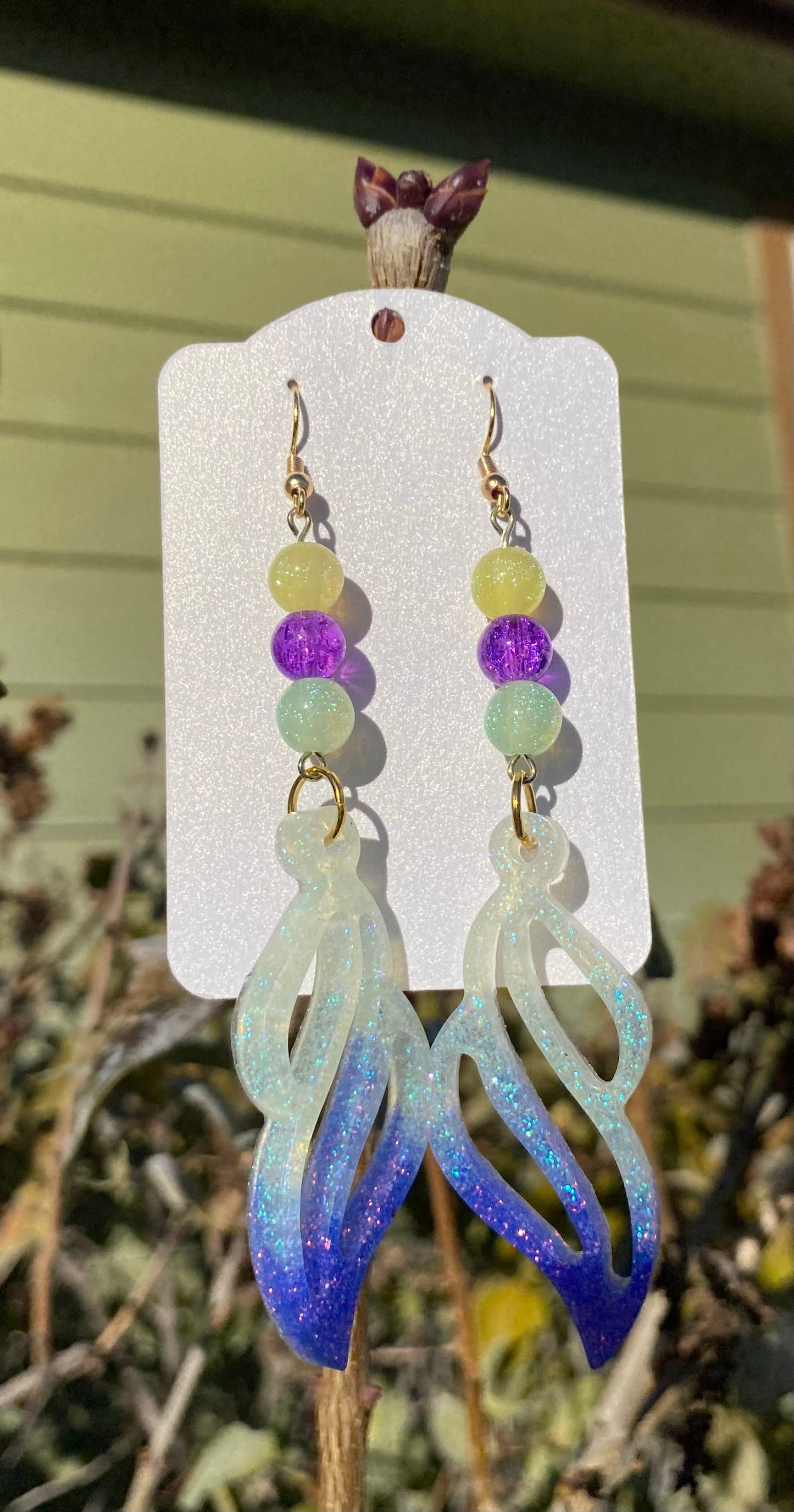 Glittery Swoop Dangle Earrings