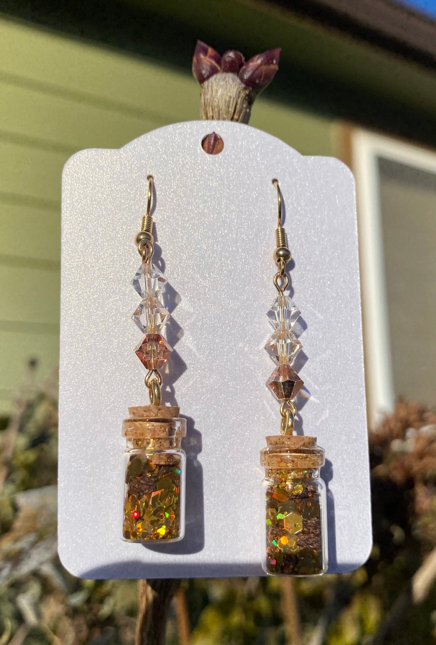 Golden "Fairy Dust" Glitter Earrings