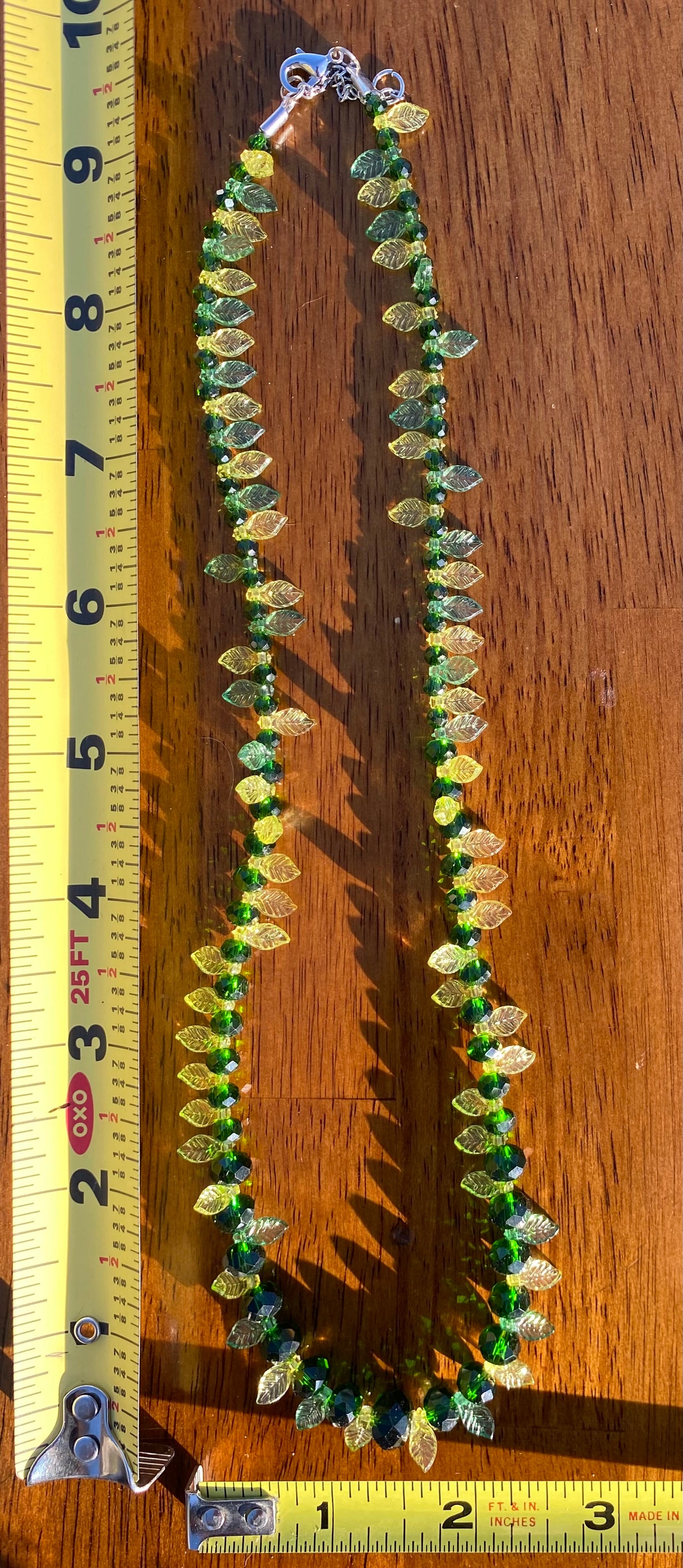 Green and Yellow Leaf Necklace