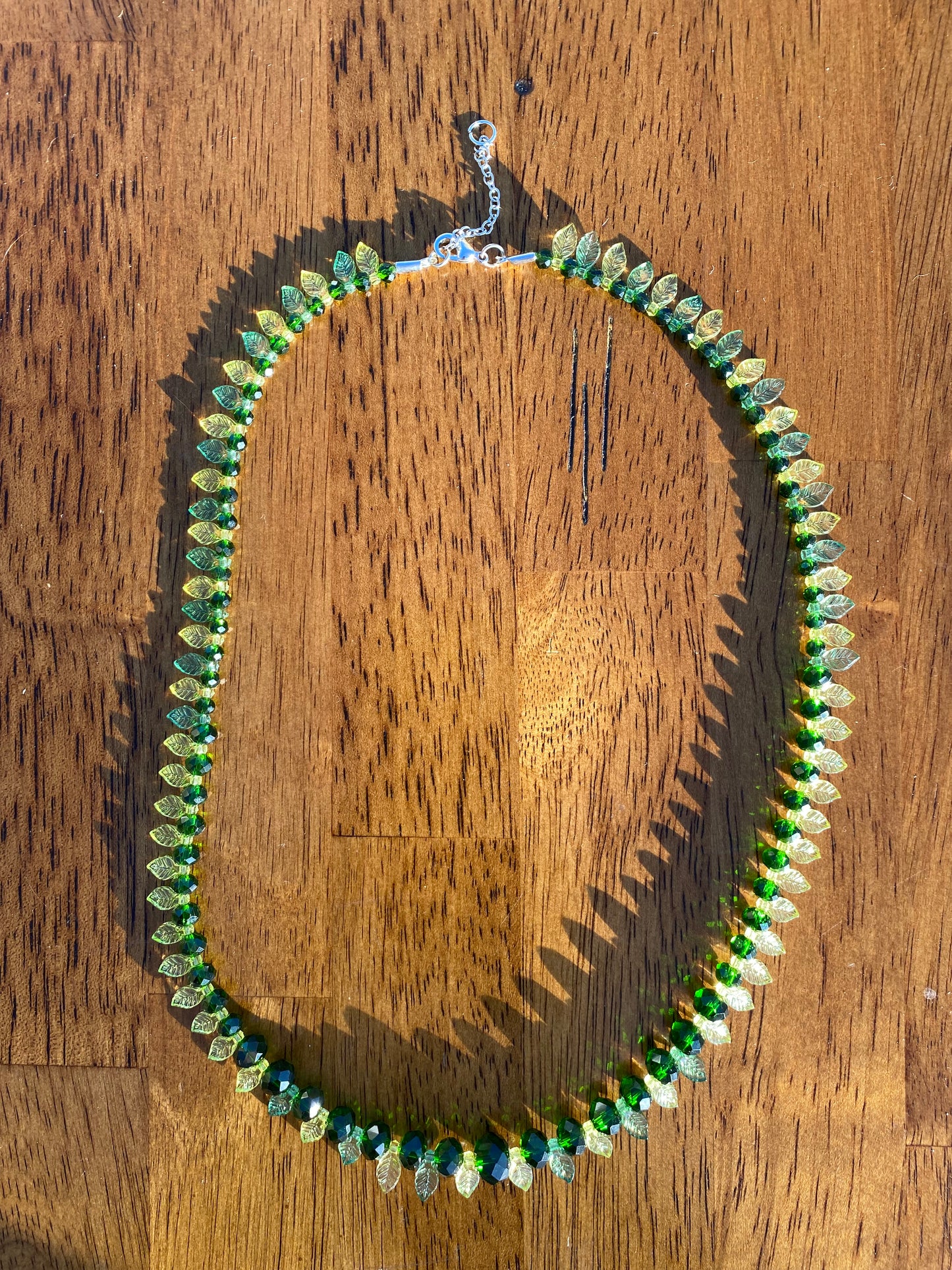 Green and Yellow Leaf Necklace