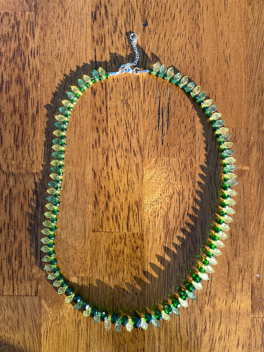 Green and Yellow Leaf Necklace