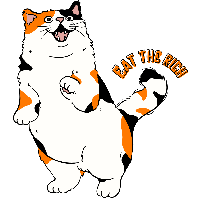 Sticker - Calico Cat, Eat the Rich, 3"