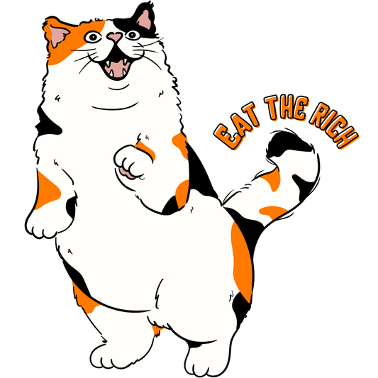 Sticker - Calico Cat, Eat the Rich, 3"